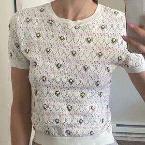 Zara pointelle knit top